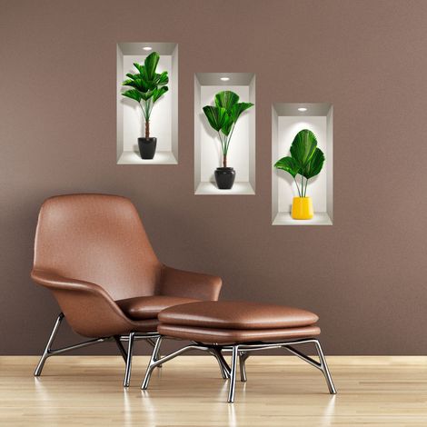 Sticker effet 3D palmiers en pots 60 x 90 cm (1/4)