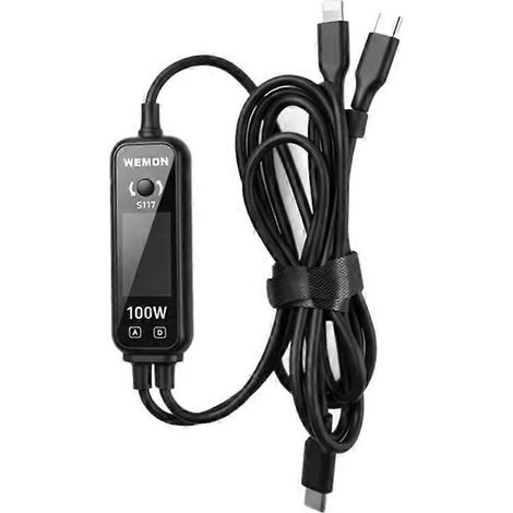 WEMON 100W Handy-Ladekabel mit Digitalanzeige, 2-in-1-Ultraschnellladung, 1-zu-2-Handy-Reparatur (1/5)