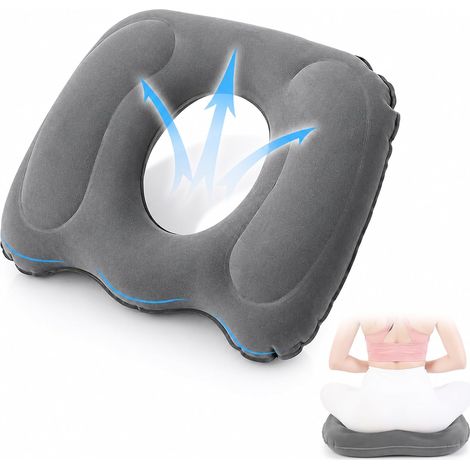 Coussin gonflable en forme de beignet,coussin siège orthopédique,soulagement du coccyx,idéal pour le coccyx,les douleurs post-chirurgicales,prostate,sciatique,pour la maison,bureau,voiture (gris) (1/5)