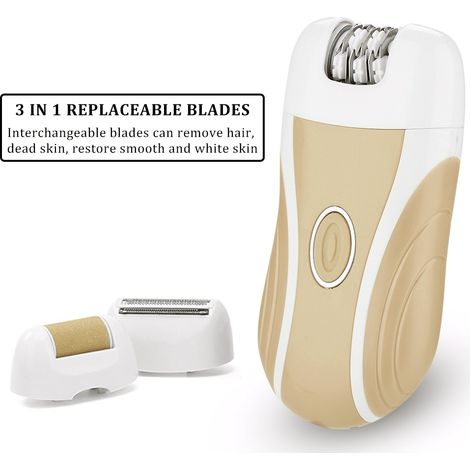 Epilateur Électrique USB - Rasoir Visage Corps - Lime à Ongles Rotative - 3-en-1 - Brun (1/5)