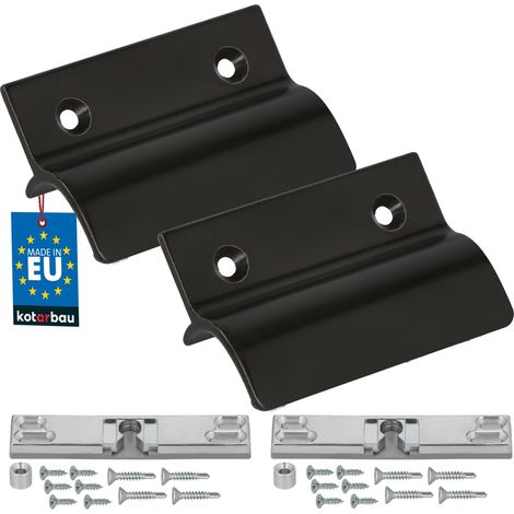 KOTARBAU® Lot de 2 Poignée Porte Fenetre avec Loqueteau - Aluminium - Marron - Poignee de Baie Vitree Coulissante - Poignée de Porte de Terrasse avec Entretoise et Loqueteau (1/4)
