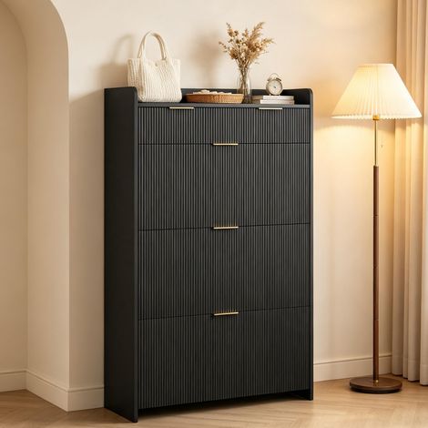 Scarpiera a 3 ripiani – Contiene 20 paia di scarpe – 3 cassetti ribaltabili – Struttura in acciaio – Meccanismo di ribaltamento – Design elegante (1/5)