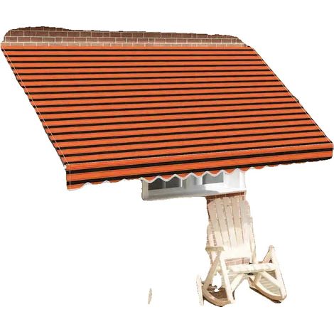 Toldo de accionamiento manual, impermeable y resistente a los rayos UV, color naranja y marrón. (1/2)