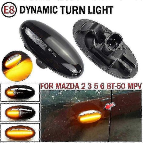 2x Para Mazda 2 3 5 6 Bt-50 MPV 2004 2005 2006 Luz de posición lateral LED dinámica Intermitente secuencial Lámpara2PCS Cristal dinámico SZRH AM