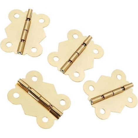Ensemble de 4 charnières + 16 vis dorées, 4 trous, 33 x 40 mm, quincaillerie de porte (1/5)