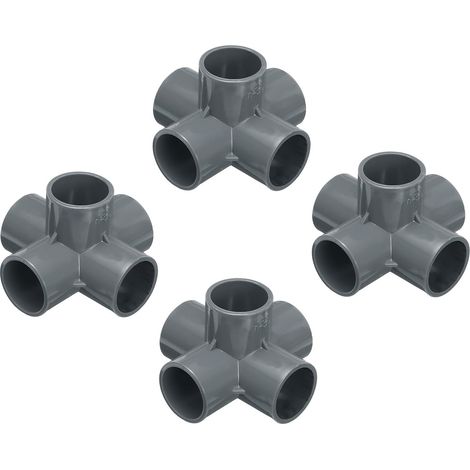 Lot de 4 Raccords coudés PVC 32mm 5 voies Gris pour Conduit Électrique et Irrigation (1/5)