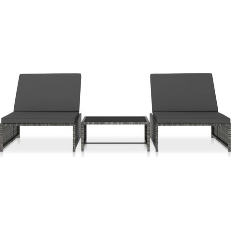 Maison Exclusive - Sedie da Giardino Reclinabili 2 pz con Tavolo in Polyrattan (1/5)