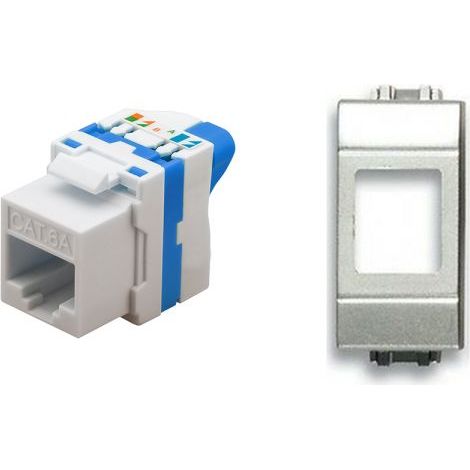 TechLy presa di rete RJ45 UTP CAT.6a tooless + Vimar Idea grigia