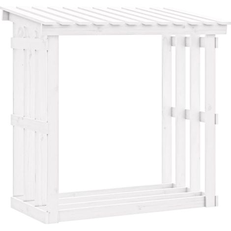 Support pour bois de chauffage Blanc 108x64,5x109cm Bois de pin