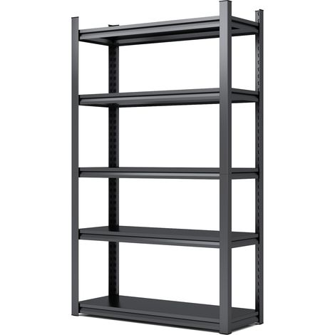Étagère métallique lourde 5 niveaux, charge 650 kg, réglable en hauteur, 198 cm x 120 cm x 45,7 cm, noir (1/5)