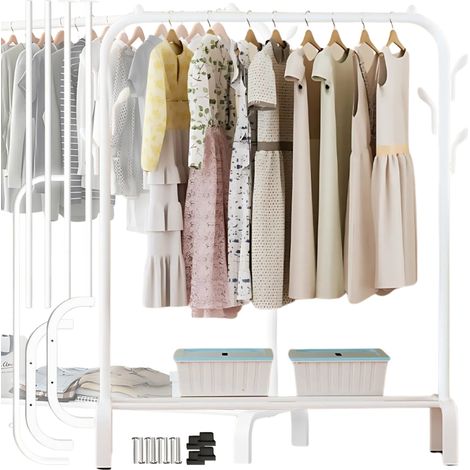 Standgarderobe für Mäntel im Flur, Metall, weiß, Bodenmontage (1/5)