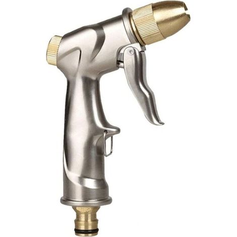 Pistolet d'arrosage de Tuyau de Jardin avec buse en Laiton, pulvérisateur d'arrosage à Main en Alliage de Zinc à Haute Pression pour Lavage de Voiture/arrosage de pelouse (1/4)