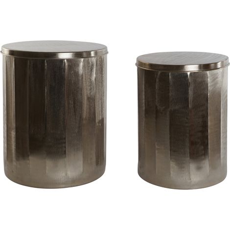 Mesita Auxiliar Set 2 Metal 42X42X52 Tapa Dorado (1/5)