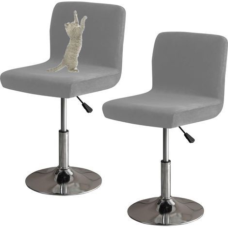CCYKXA Velvet Bar Stool Cover Set, Soft Cat Scratch Resistant Bar Stool Chair Covers with Backrest, Washable Universal Pub Chair Cover (Dark Grey, 2)