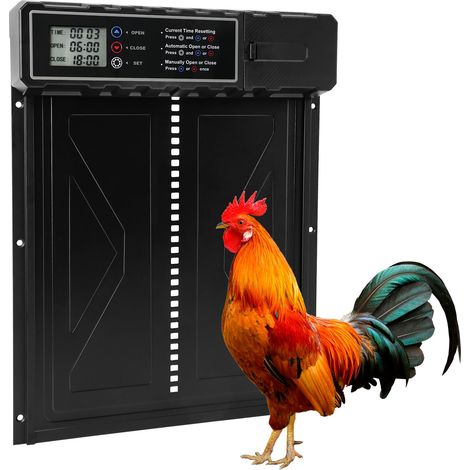 Porte Automatique Poulailler avec Minuterie, Porte Poulailler Automatique Design Anti-pincement avec Écran LCD, Porte Poulailler en Aluminium Fonctionne à Piles (1/5)