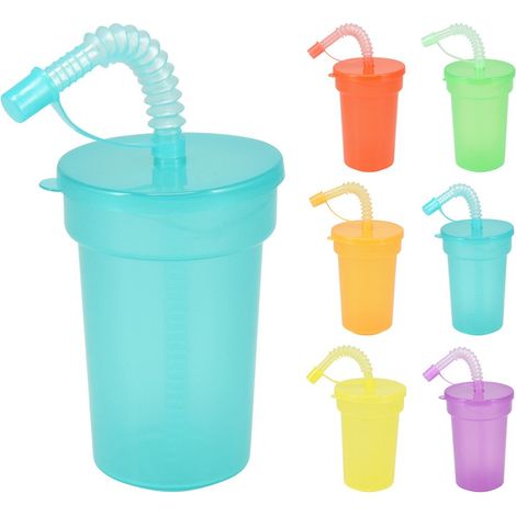 Vasos con tapa y pajita colores surtidos 6 uds