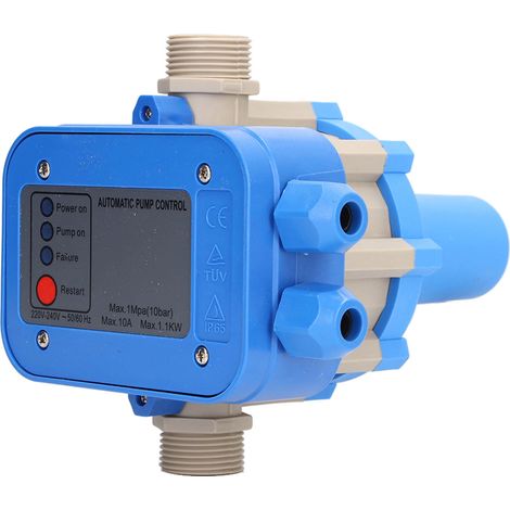 Interrupteur de pression pour pompe à eau 1.5-3.0 bar, régulateur étanche ajustable bleu et gris 220V-240V 1.1kW (1/5)