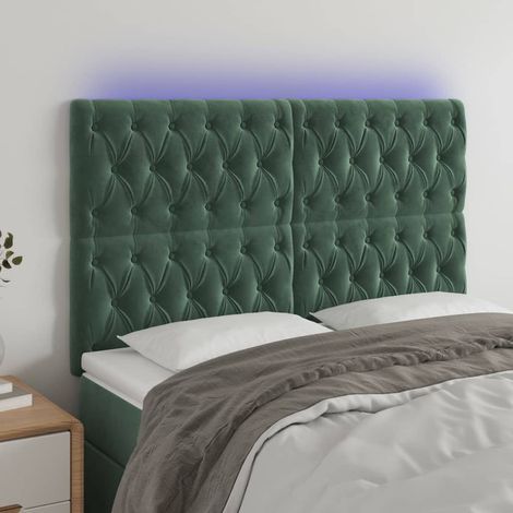 LED Kopfteil Dunkelgrün 144x7x118/128 cm Samt vidaXL
