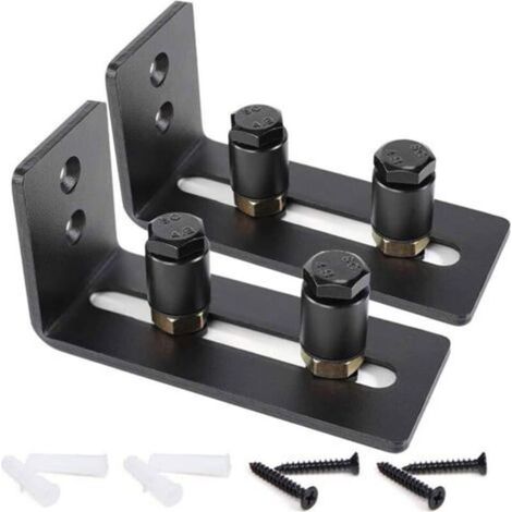 Lot de 2 rouleaux de guidage au sol réglables pour porte de grange coulissante, noir, super lisse et silencieux, facile à installer (2 rouleaux), s'adapte à toutes les tailles de porte (1/5)