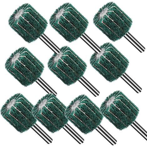 Roue à lamelles en nylon tissé — Diamètre : 1 pouce (25 mm) Imprégnée de papier abrasif Adaptée au polissage, au ponçage et à la rectification des métaux (Vert — Lot de 10) (1/4)