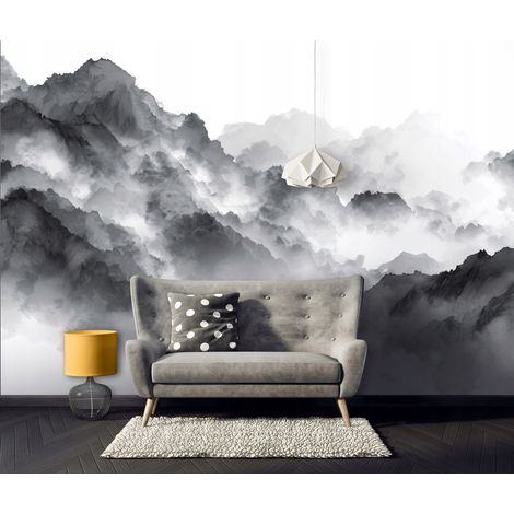 Fototapete Berge Natur Nebel Grau, für Wohnzimmer und Schlafzimmer, 150 x 105 cm – Komplettset inkl. Kleister & Anleitung (1/5)
