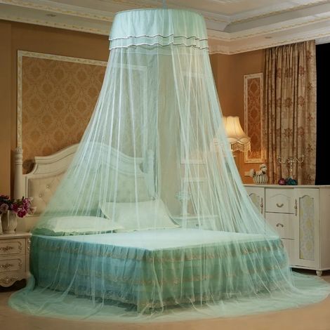 Deckenmontiertes Himmelbett mit Moskitonetz, Doppelbett, e Installation, Heim-Klapphimmelbett mit Haken, Blau