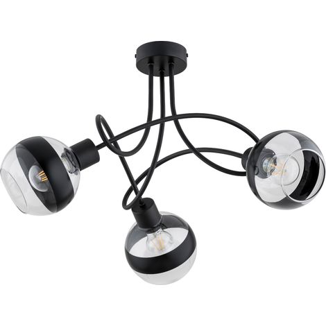 Plafonnier moderne noir nœud verre Alfa Karo 3xE27 (1/3)
