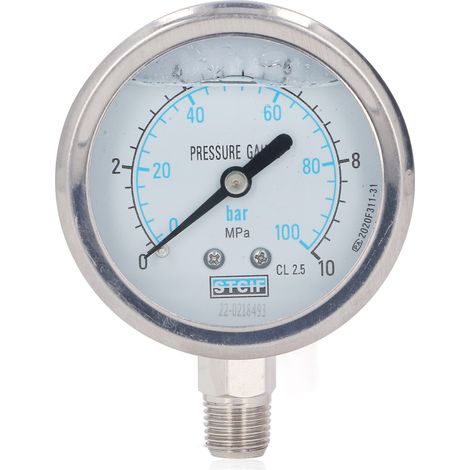 Manomètre de pression d'eau, manomètre NPT 1/4 pouce, manomètre de pression de gaz, d'huile et d'eau, plage de mesure 0 à 10 Mpa (1/5)