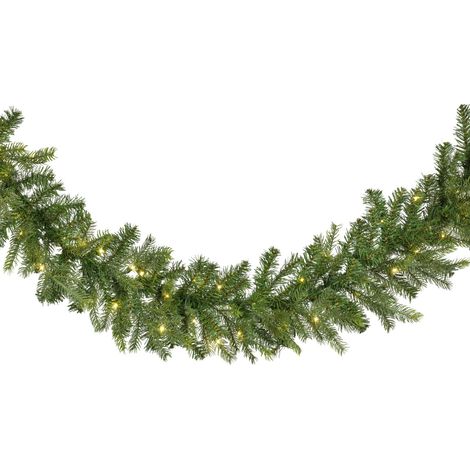 Everlands Grandis LED Tannengirlande mit Timer batteriebetrieben Kunststoff 270 cm warmweiß grün Girlande