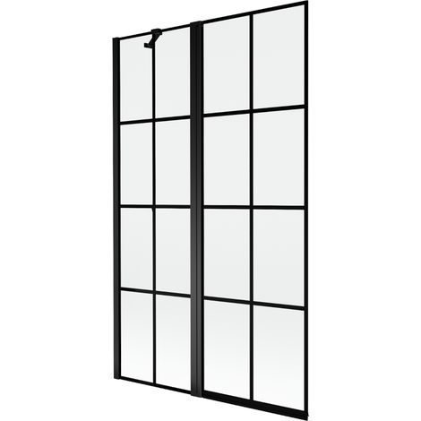 Paroi de baignoire Mexen Mist 2 volets gauche 110 x 150 cm, grille noire, noir - 8A9-110-011-70-77-L (1/5)