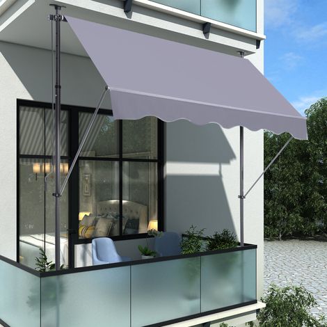 Toldo balcón regulable 200x150 cm gris oscuro OKMYHOME (1/5)