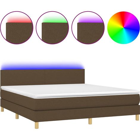 Maison Exclusive - Sommier à lattes de lit matelas et LED Marron foncé 160x200 cm (1/5)