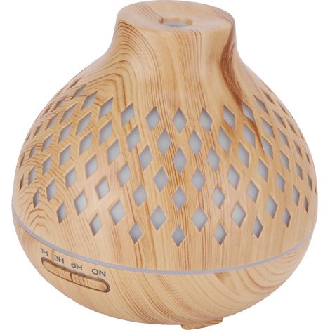 Elektrischer Luftbefeuchter (400 ml), helle Holzoptik, mit Ambiente-Nachtlicht, EU-Stecker (100–240 V) (1/5)
