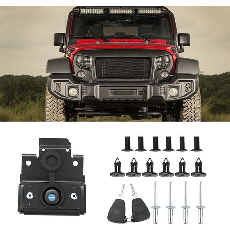 Capot Verrou Loquet Fermeture Compatible Jeep Wrangler JK & Unlimited 2007-2017 Mécanisme Acier (1/5)