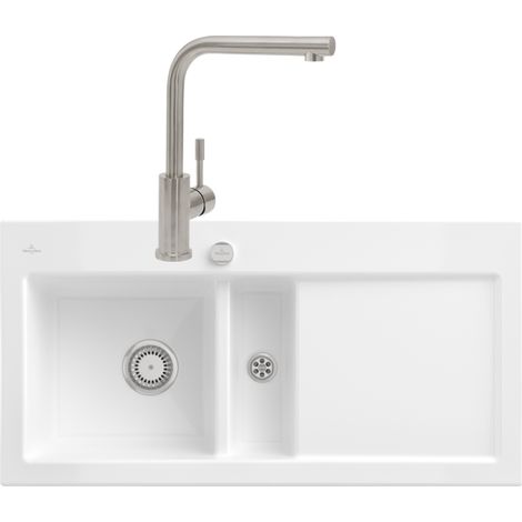 VILLEROY ET BOCH Subway Pure 60 fregadero desagüe derecho desagüe automático + grifo de cocina Modern Steel Acero macizo