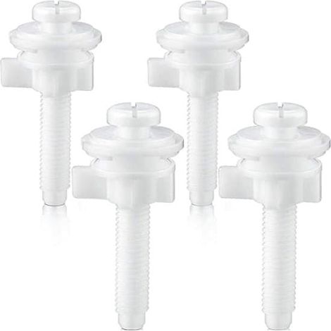 Kit de 4 vis de rechange pour abattant de WC, comprenant des boulons de charnière en plastique, des écrous et des rondelles, pour support supérieur d'abattant - Blanc (1/5)