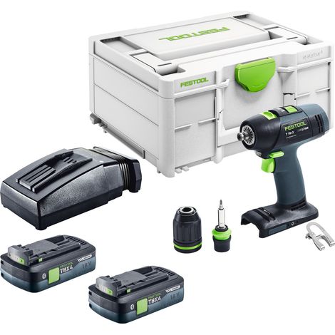 Perceuse-visseuse sans fil Festool T 18+3-Basic 18 V 50 Nm Brushless + 2 batteries 4,0 Ah + chargeur + Systainer