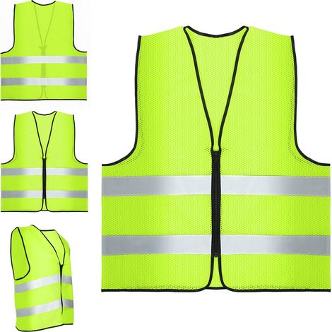 Gilet Jaune Adulte, 4 Pièces, Polyester, Haute Visibilité, Bandes Réfléchissantes, Taille Universelle XXL, Modèle de Maille, Pour Sécurité Routière, Chantier, Cyclisme Nocturne (Jaune) (1/5)