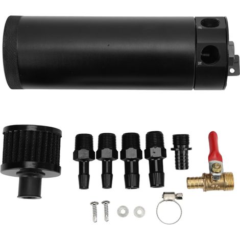 Réservoir de récupération d'huile universel à 2 ports, séparateur air/huile moteur avec filtre de reniflard, pour le reconditionnement automobile. (1/5)