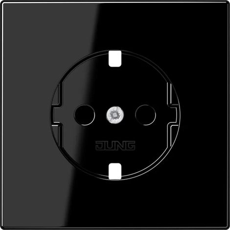 Schuko-Steckersockelabdeckung 2P + TT SCHWARZ JUNG LS 1521 KI PL SW (1/2)