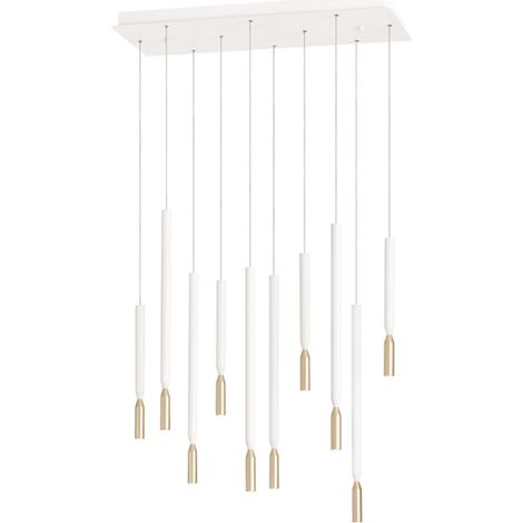 Lampada a sospensione LED a 10 Luci in metallo 70 cm verniciato Bianco e Oro TUBIC (1/4)