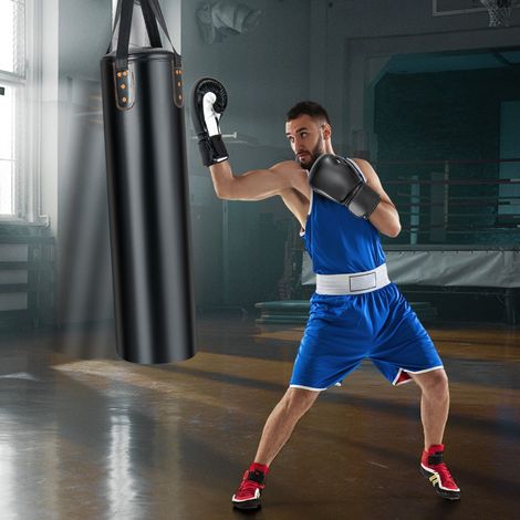Sac de Frappe 16KG 4 en 1 et 2 Gants Ensemble de Sac de Boxe Suspendu avec Bandage pour les Mains Chaînes de Suspension Double Couture CW6374 Maison Chic (1/3)