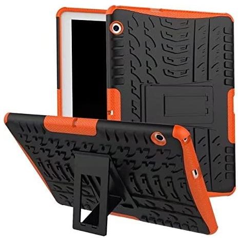 Étui robuste pour Huawei MediaPad T3 10 9,6 pouces, coque hybride antichoc à double couche, protection renforcée avec béquille, orange (1/5)