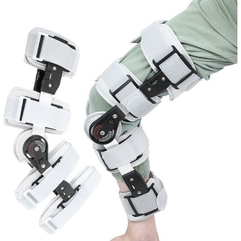Attelle de genou stabilisatrice et réglable pour la récupération après une entorse. Protection et fixation de la jambe.