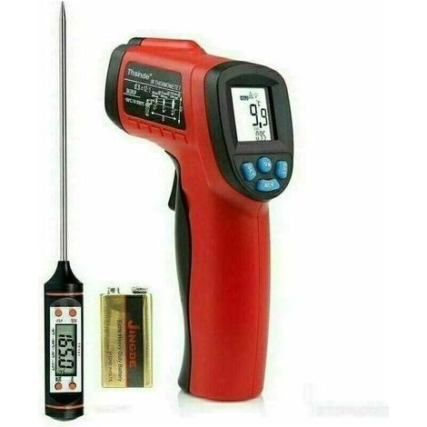 【Industrial Thermometer】Infrared Thermometer, Industrial Thermometer, 【non-medical】Non-Contact Thermometer, Digital LCD, Black/Red ET312, -50°C 550°C (-58°F 1022°F),Easy to use (1/5)