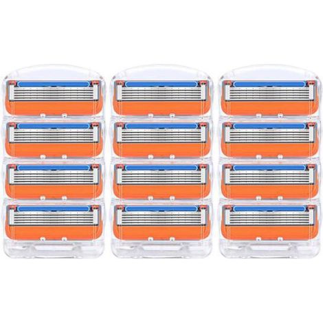 Rasoir manuel à 5 lames orange – Compatible tête universelle (12 têtes de rechange) pour hommes (1/3)