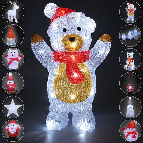 Monzana LED Acryl Figur Weihnachten Außen Innen Schneemann Santa Eisbär Pinguin Teddy Hirsch Wichtel Stern Weihnachtsmann Weihnachtsdekoration Weihnachtsbeleuchtung Dekofigur  Teddy stehend