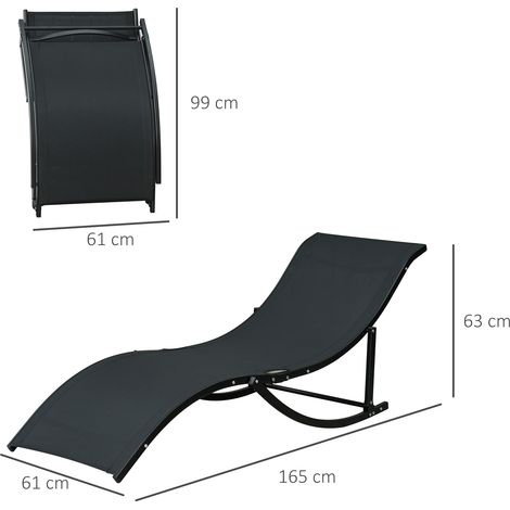 Salon de jardin pliable, lot de 2, chaises longues en aluminium et tissu, 61 x 165 x 63 cm (1/5)