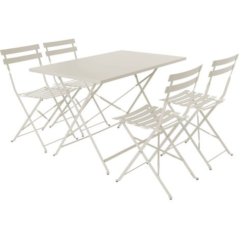 sweeek - Klappbarer Bistro-Gartentisch aus Stahl mit 4 Stühlen (1/5)