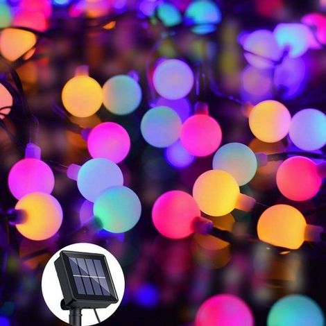 LED Solarleuchte Solar Lichterkette Aussen,LED kleine weiße Kugellampe,7M 50 Lichter,Farbe,KINSI (1/5)